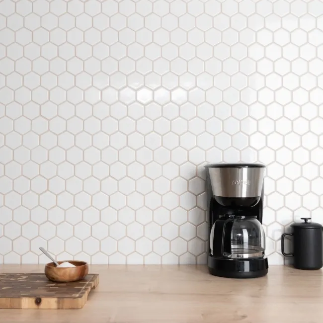 Pixel White Hexagon Gloss 50x50