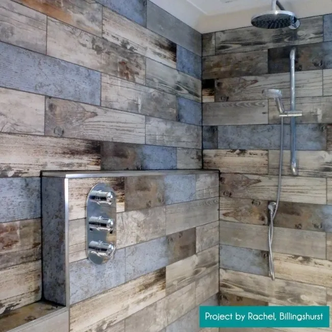 Vintage Blue Wood Effect Wall and Floor Tiles
