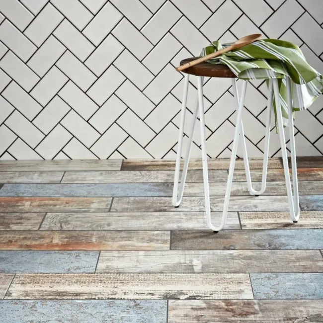 Vintage Blue Wood Effect Wall and Floor Tiles