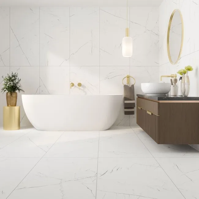 Marmo Thassos White Marble Effect Wall and Floor Tiles 1197x597