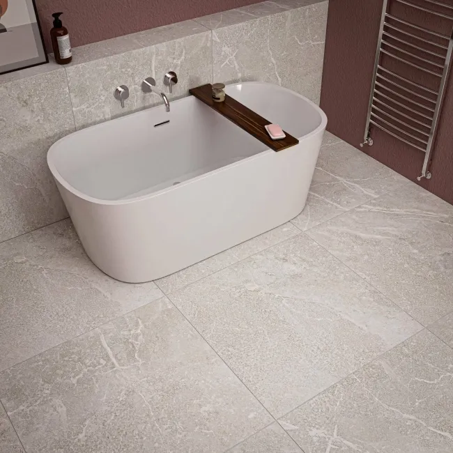 Toulouse White Stone Effect Tiles 90x90