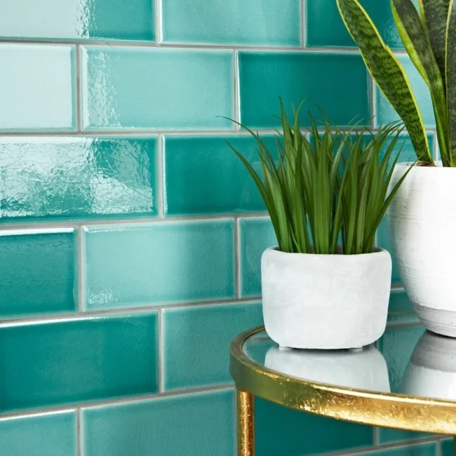 Liso Craquele Verde Azulado Green Metro Tiles 75x150