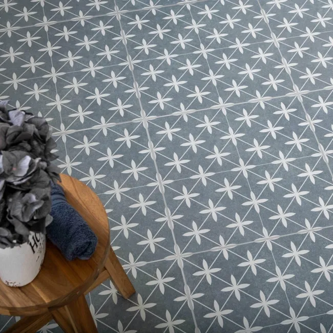 Poole Azul Matt Patterned Floor Tiles 450x450