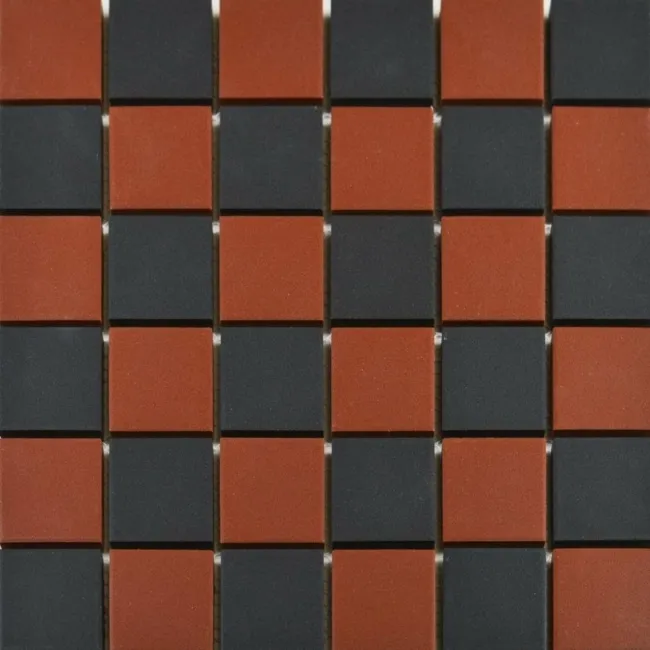Victorian Red & Black Chequer Mosaic