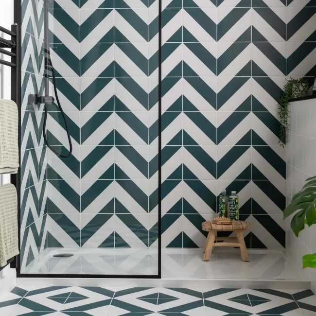 Zebra Green and White Matt Striped Wall and Floor Tiles