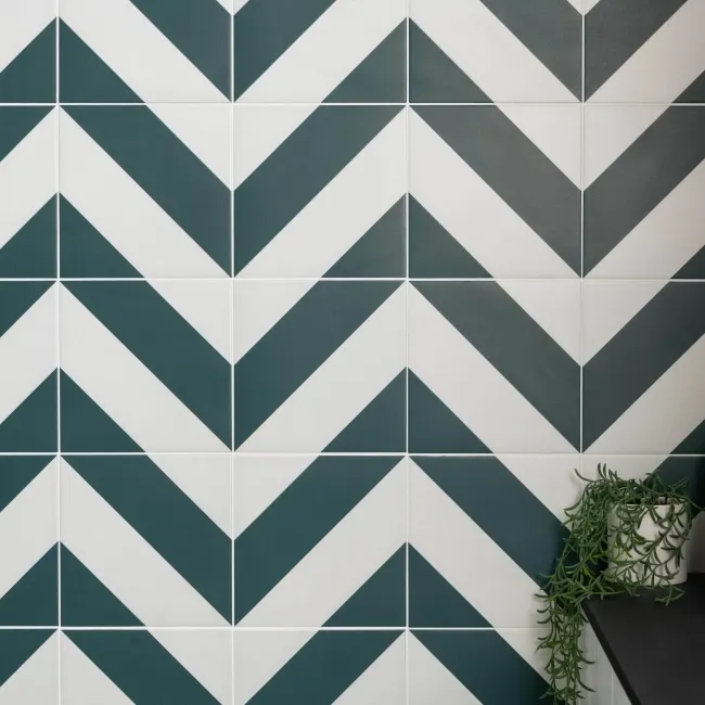 Zebra Green and White Matt Striped Wall and Floor Tiles
