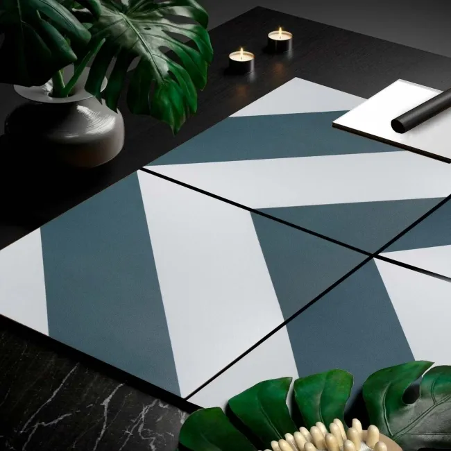 Zebra Green and White Matt Striped Wall and Floor Tiles