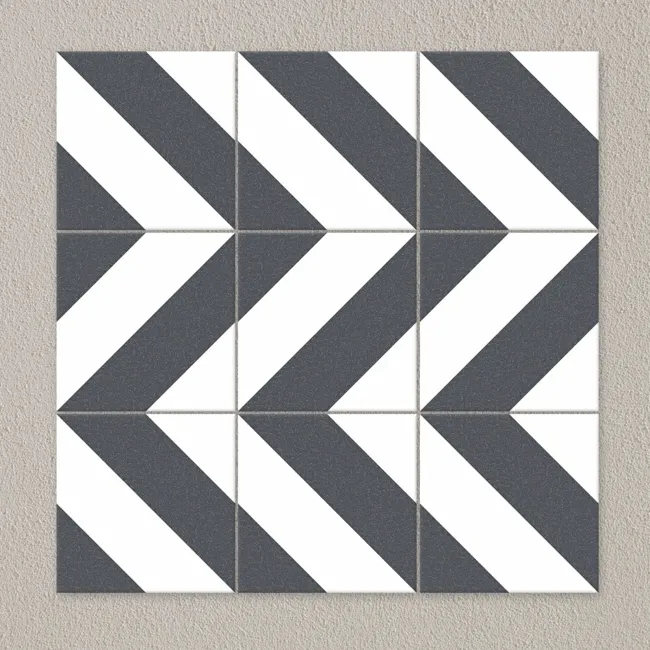 Zebra Black and White Patterned Matt Striped 223x223 Tiles