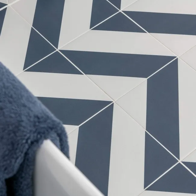 Zebra Blue and White Matt Striped Wall and Floor Tiles