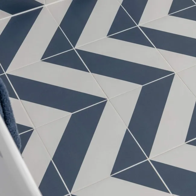 Zebra Blue and White Matt Striped Wall and Floor Tiles