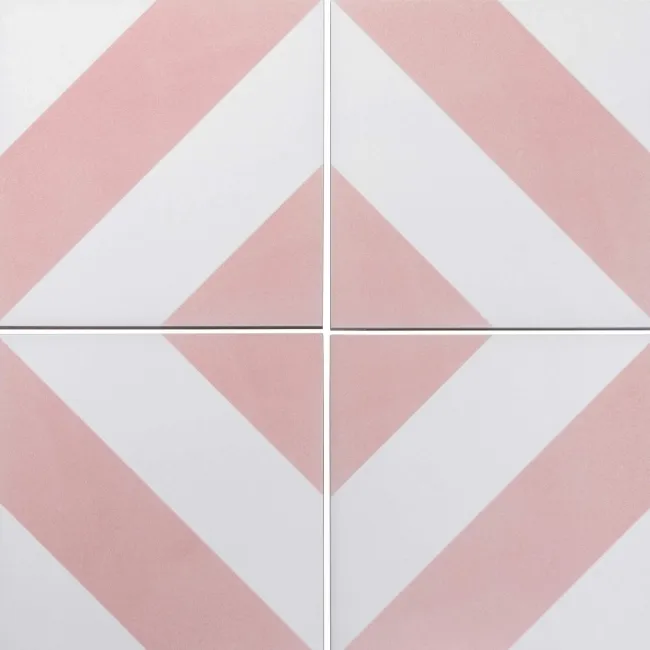 Zebra Pink and White Matt Striped Wall and Floor Tiles