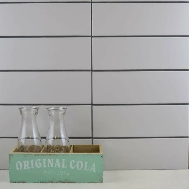 Bricks Light Grey Matt Ceramic Metro Wall Tiles 300x100x7mm