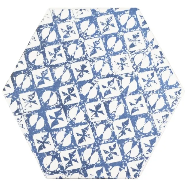 Souk Blue Patchwork Hexagon Tiles 15x15cm