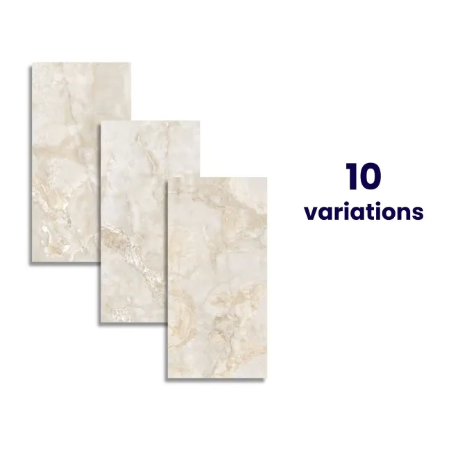 Elaria Ivory Onyx Marble Effect Large Polished Porcelain Tiles