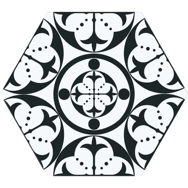 Carnaby Hexagon Decor Black Tile