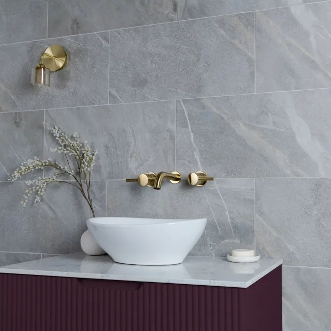 Granby Light Grey Matt Stone Effect Wall And Floor Rectified Tiles