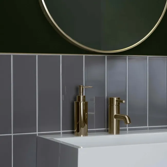 Bricks Dark Grey Gloss Ceramic Metro Wall Tiles 300x100x7mm