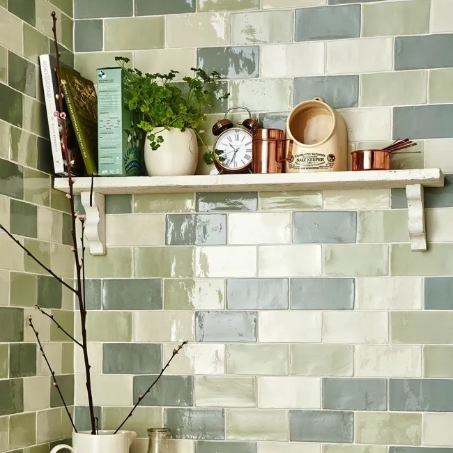 Country Shower Green Metro Tiles 150x75