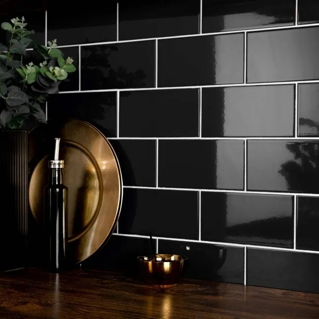 Liso Black Gloss Metro Tiles 100x200