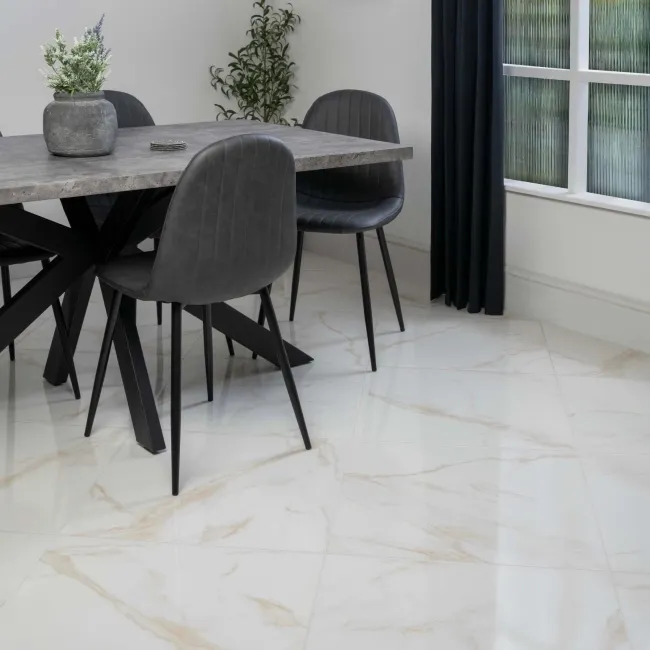 Palatina Gold Gloss 60x60 Marble Effect Tiles