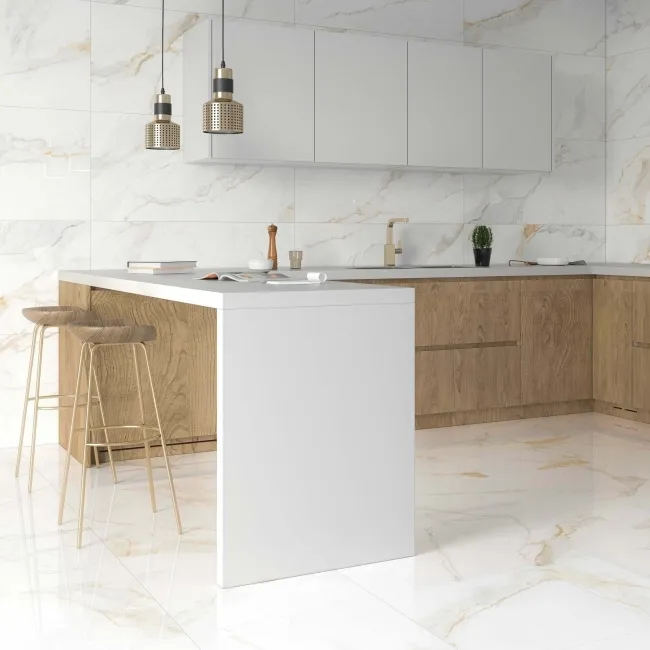Marshall Gold Vein Polished Marble Effect Tiles 1200x1200