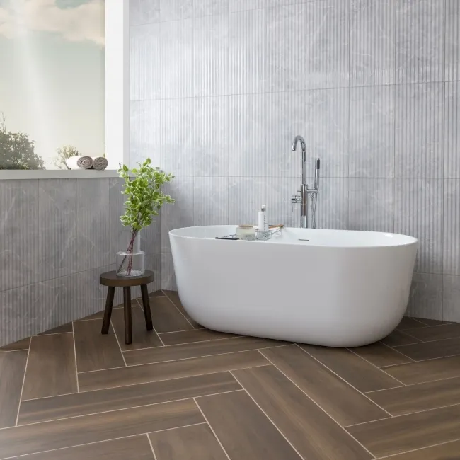 Agora Light Grey Gloss Marble Effect Decor Wall Tile 600x300
