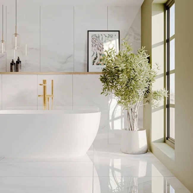 Rodas White Marble Effect Tiles 1200x600