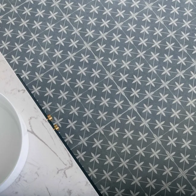 Poole Azul Matt Patterned Floor Tiles 450x450