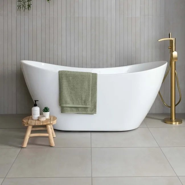 Porto White Matt Concrete Effect Wall and Floor Tiles 585x585