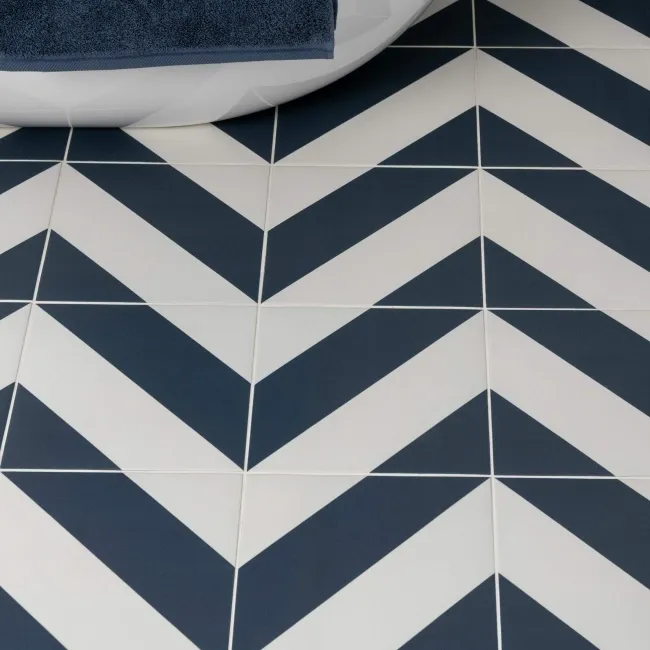 Zebra Blue and White Matt Striped Wall and Floor Tiles