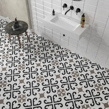 Bello Derby Matt Grey Patterned Floor Tiles 45x45
