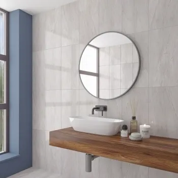 Agora Light Grey Gloss Marble Effect Wall Tile 600x300
