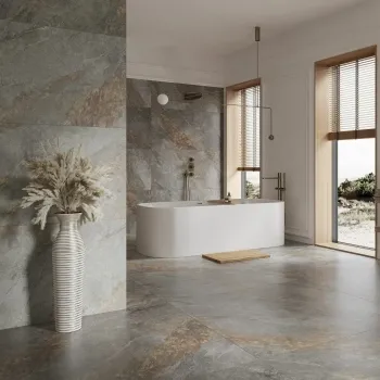 Auric Light Grey Marble Effect Wall and Floor Tiles 1197x597