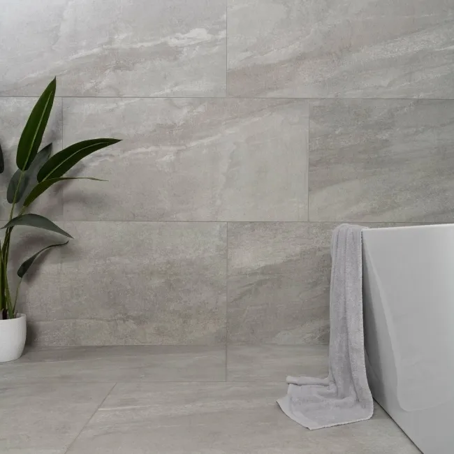 Astra Grey Matt Stone Effect Tiles 1200x600