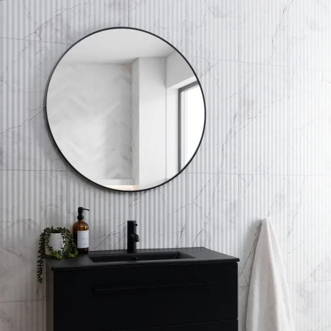 Riva White Matt Marble Effect Decor Wall Tile 600x300