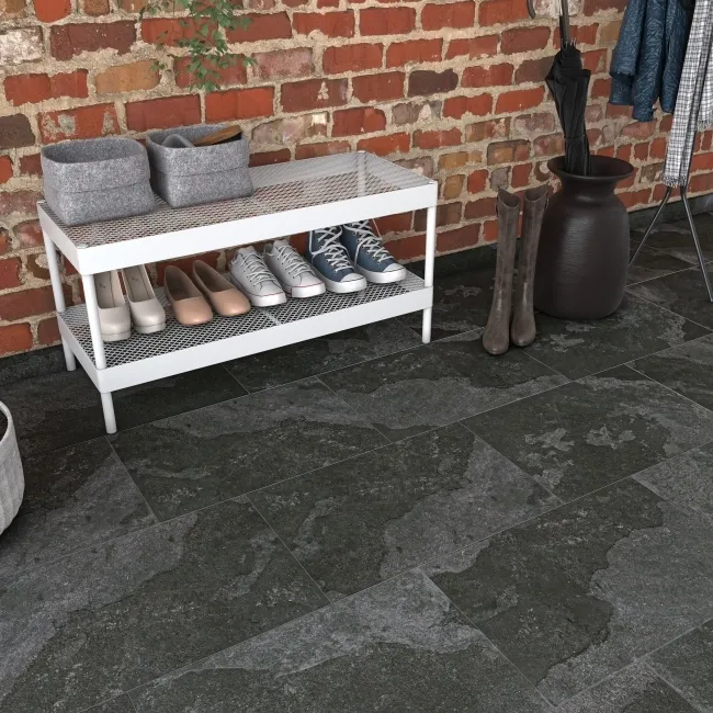 Newstone Shadow Black Matt Slate Effect Wall and Floor Tiles
