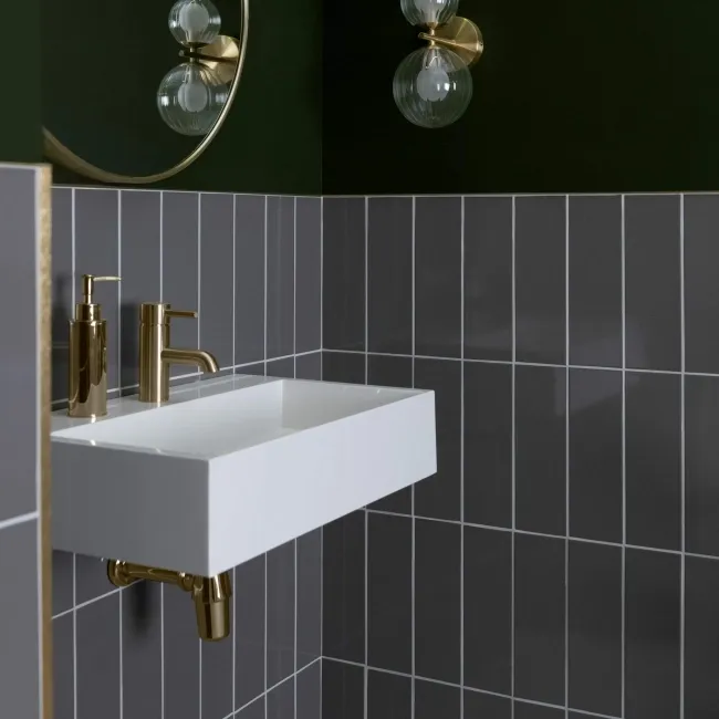 Bricks Dark Grey Gloss Ceramic Metro Wall Tiles 300x100x7mm