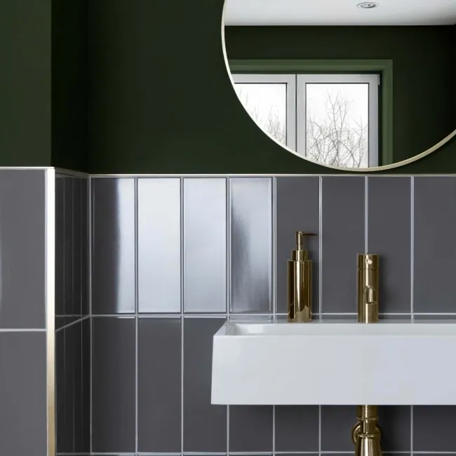 Bricks Dark Grey Gloss Ceramic Metro Wall Tiles 300x100x7mm