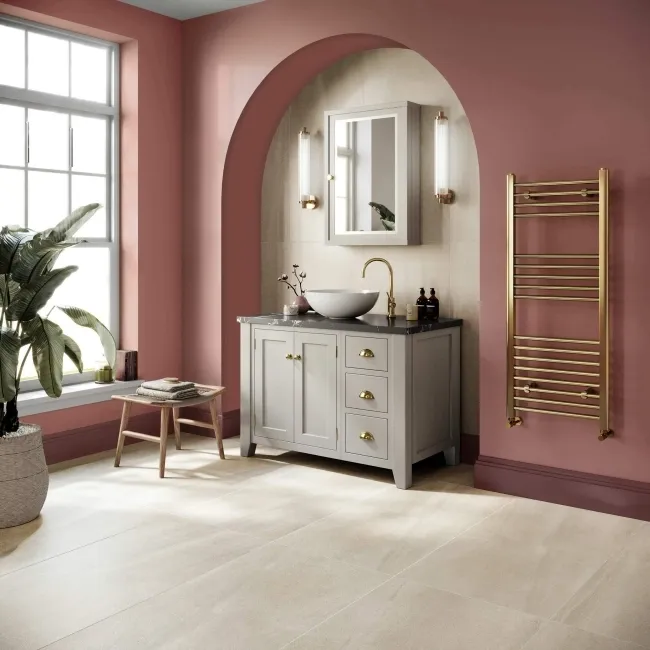 New Pietra Beige Rectified Matt Stone Effect Tile 1200x600x7mm