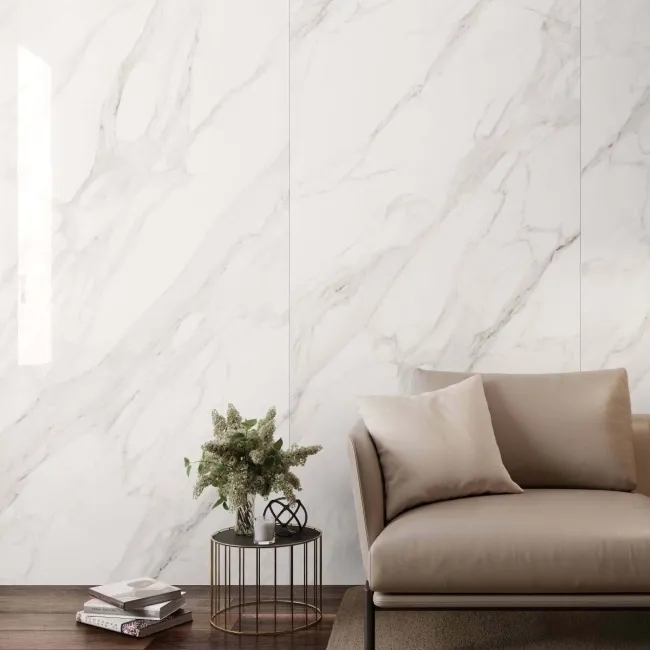 Maximum Calacatta Gold White Semi Polished Marble Effect Tile 1200x1200