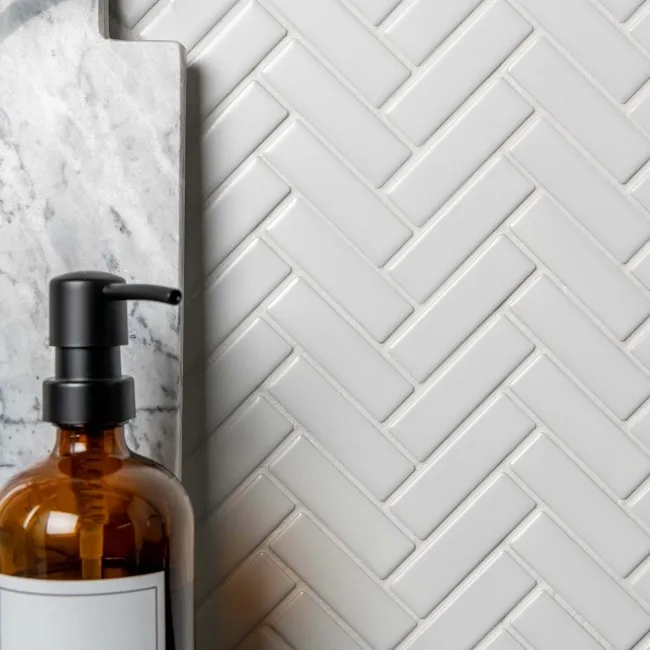 Pixel White Herringbone Matt 22x73