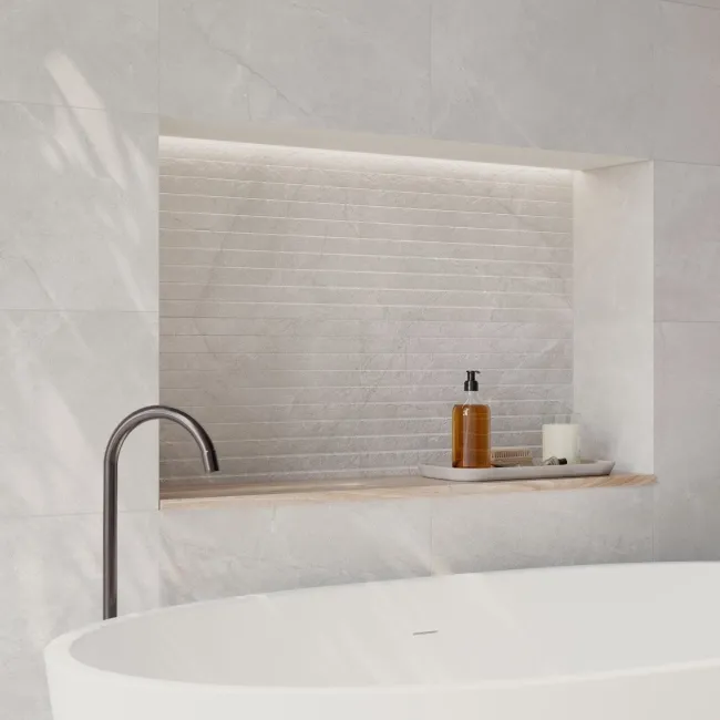 Artan Grey Decor Matt Stone Effect Wall Tiles 550x330x8.8mm